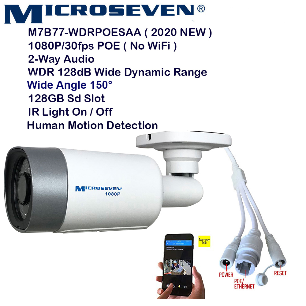 Microseven (2020) Open Source / 30fps True WDR (120dB Wide Dynamic Range), Chipset CMOS ProHD